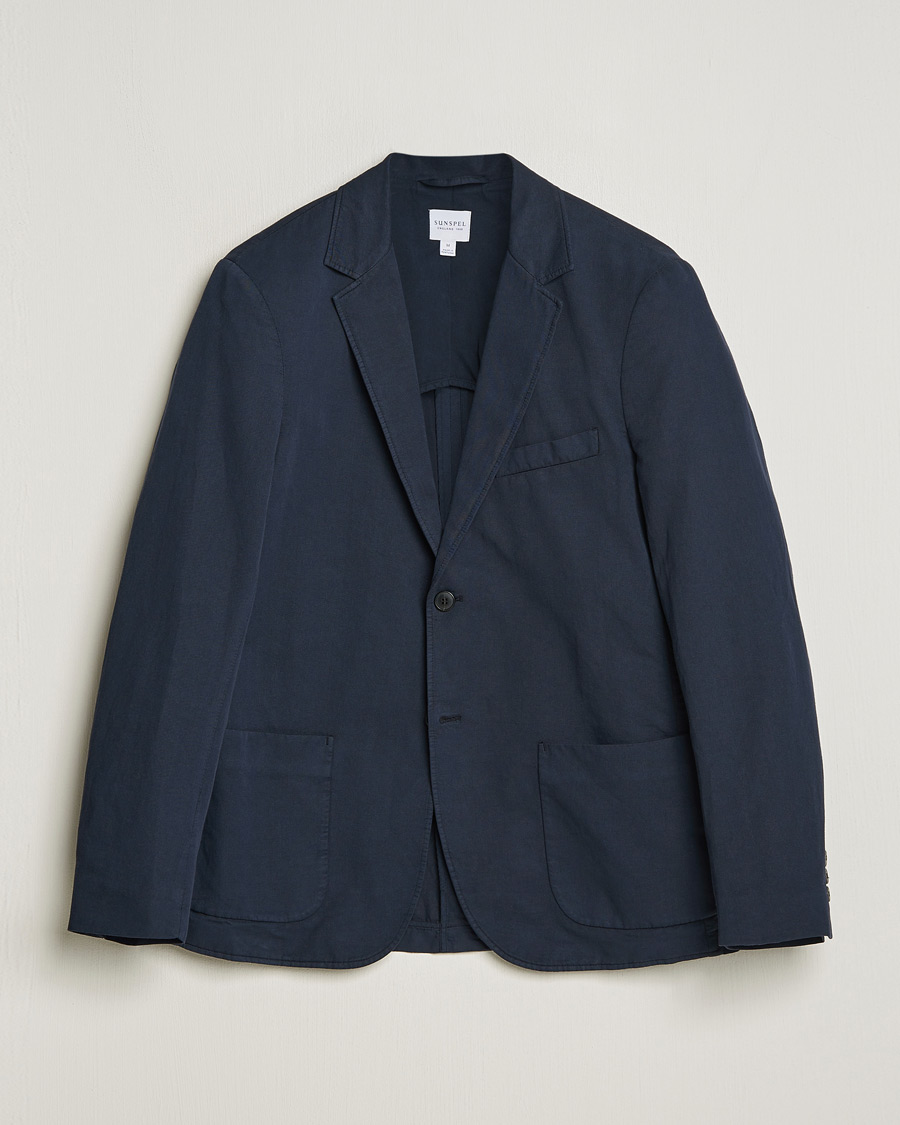 Mies | Pikkutakit | Sunspel | Unconstructed Cotton/Linen Blazer Navy