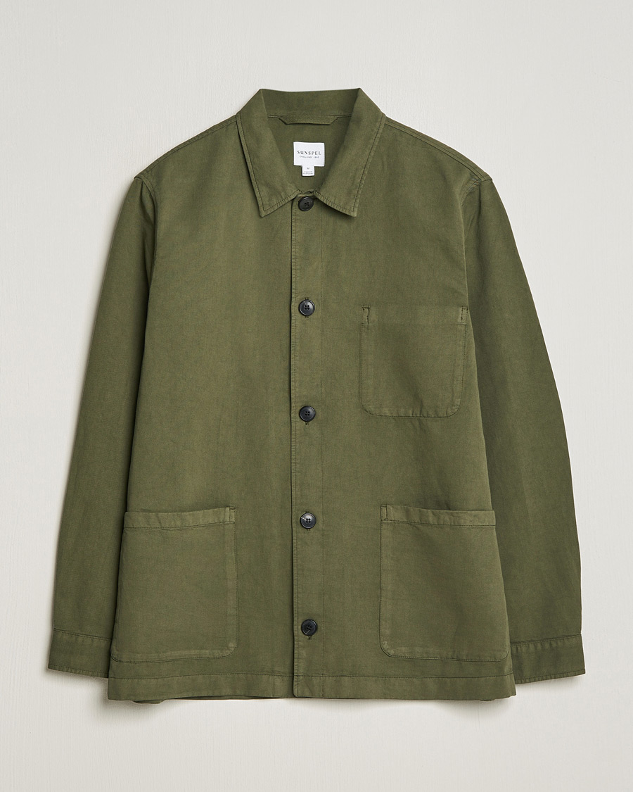 Mies | Kauluspaidat | Sunspel | Twin Pocket Cotton/Linen Jacket Khaki