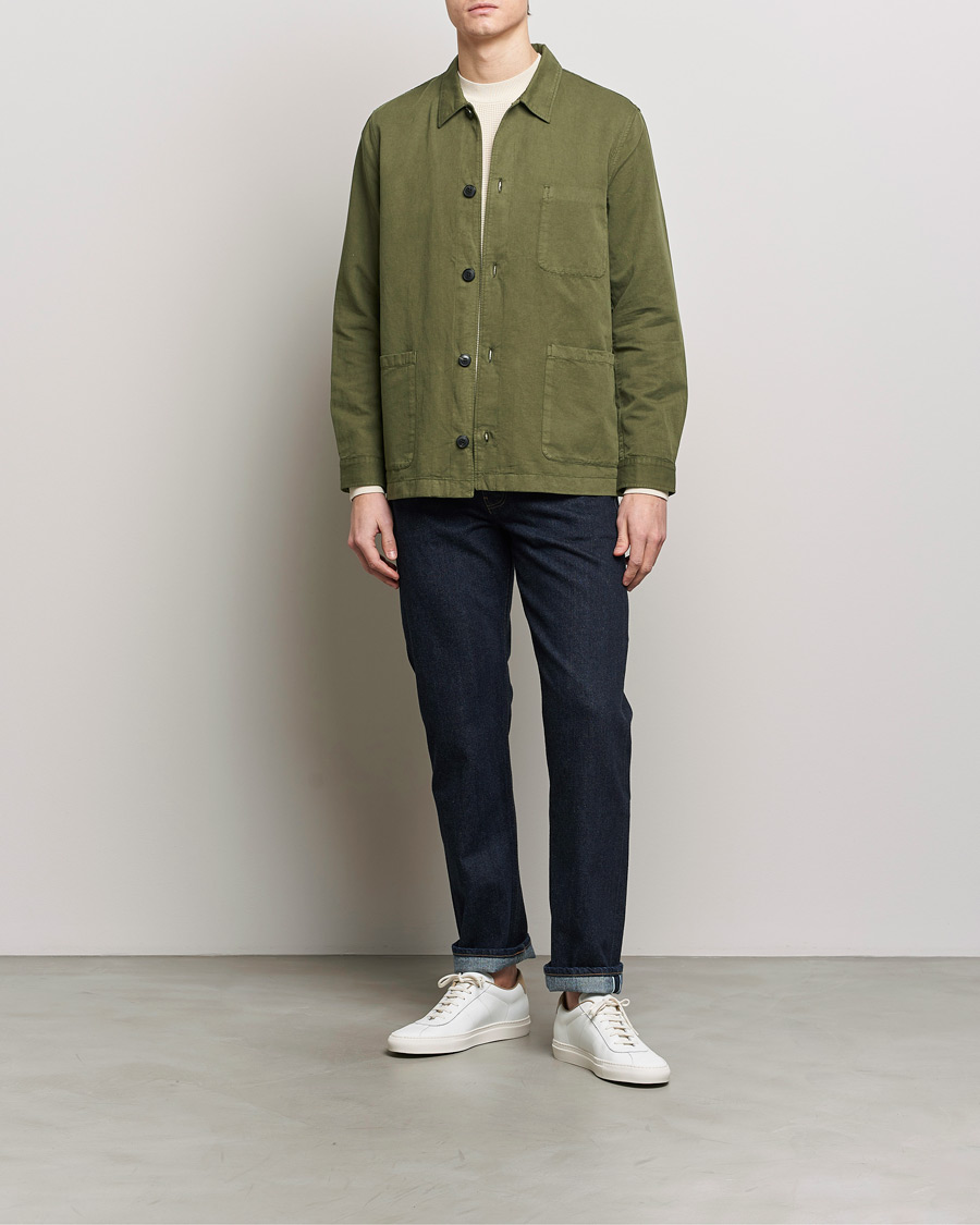 Mies | Kauluspaidat | Sunspel | Twin Pocket Cotton/Linen Jacket Khaki