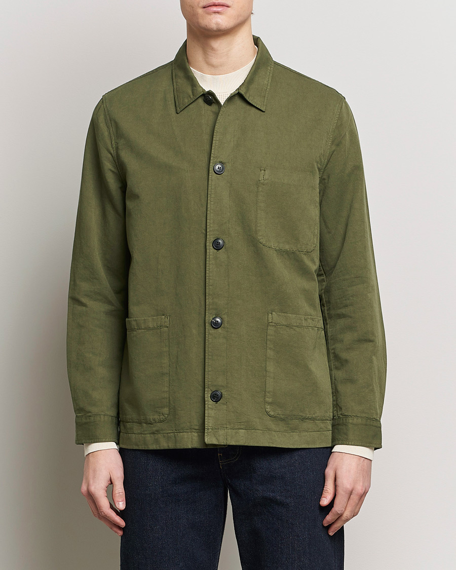 Mies | Kauluspaidat | Sunspel | Twin Pocket Cotton/Linen Jacket Khaki