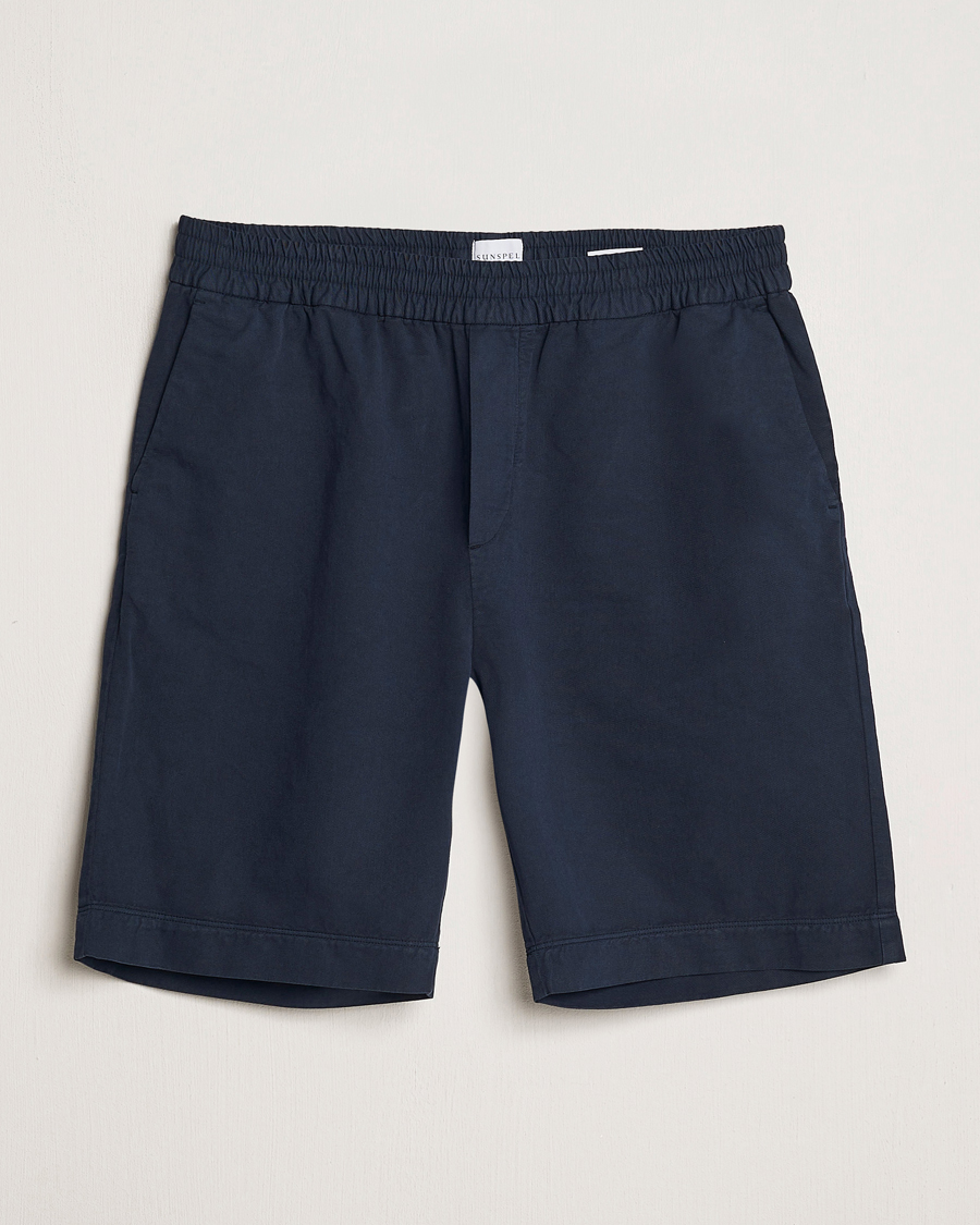 Mies | Shortsit | Sunspel | Cotton/Linen Drawstring Shorts Navy