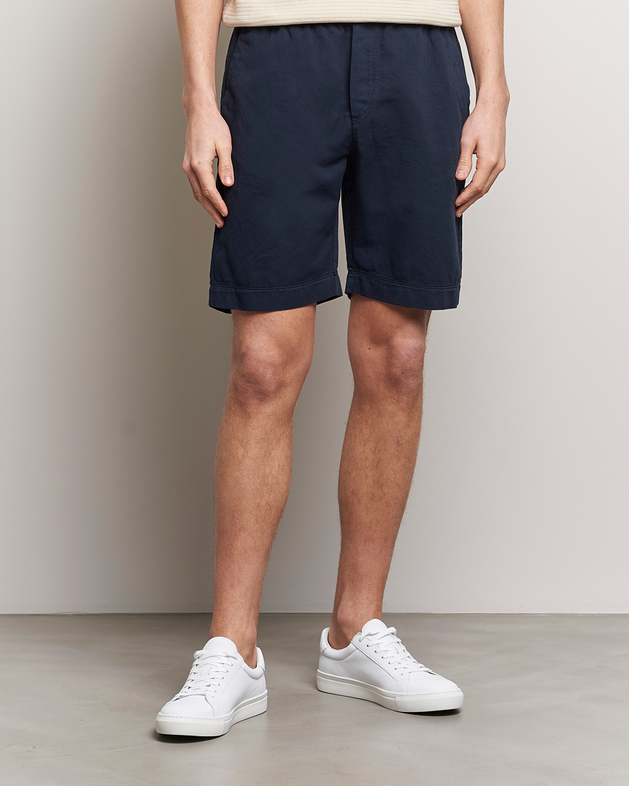 Mies | Kurenauha-shortsit | Sunspel | Cotton/Linen Drawstring Shorts Navy
