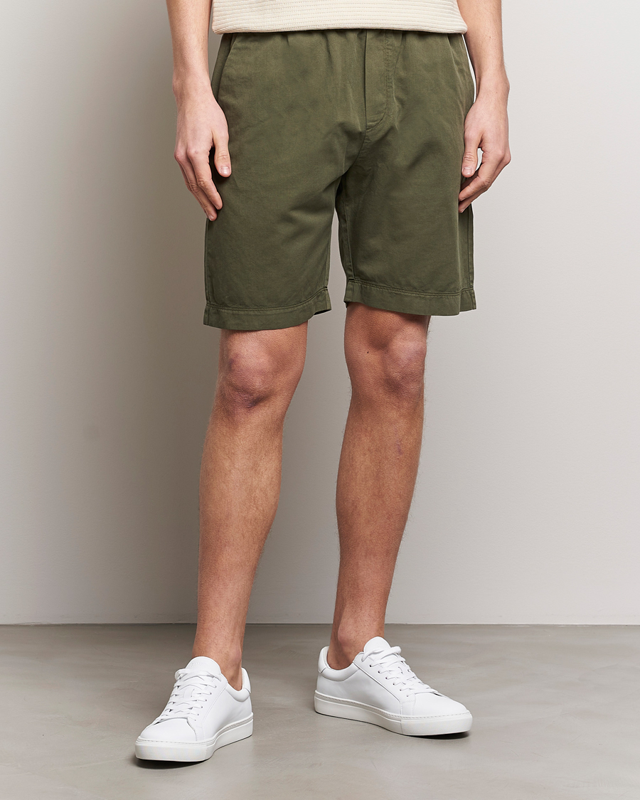 Mies |  | Sunspel | Cotton/Linen Drawstring Shorts Khaki
