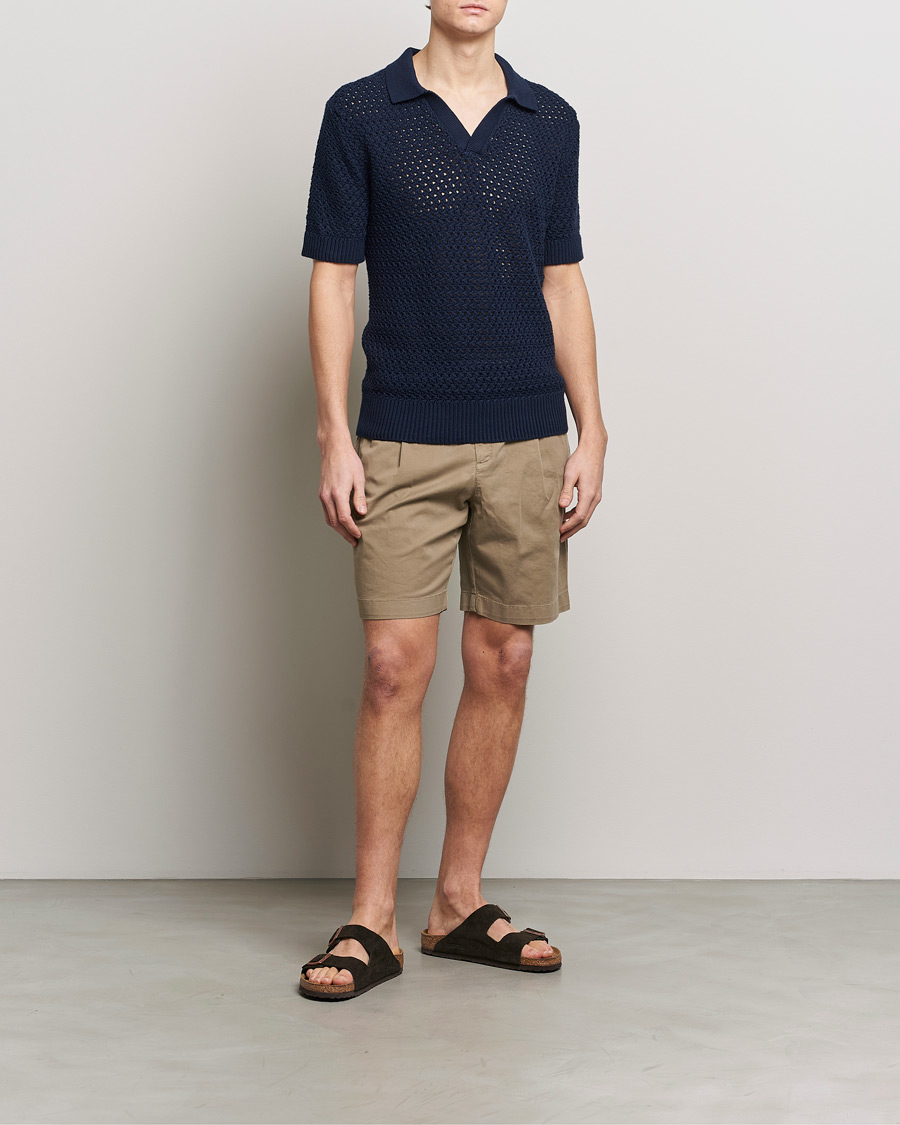 Mies | Shortsit | Sunspel | Pleated Stretch Cotton Twill Shorts Dark Stone