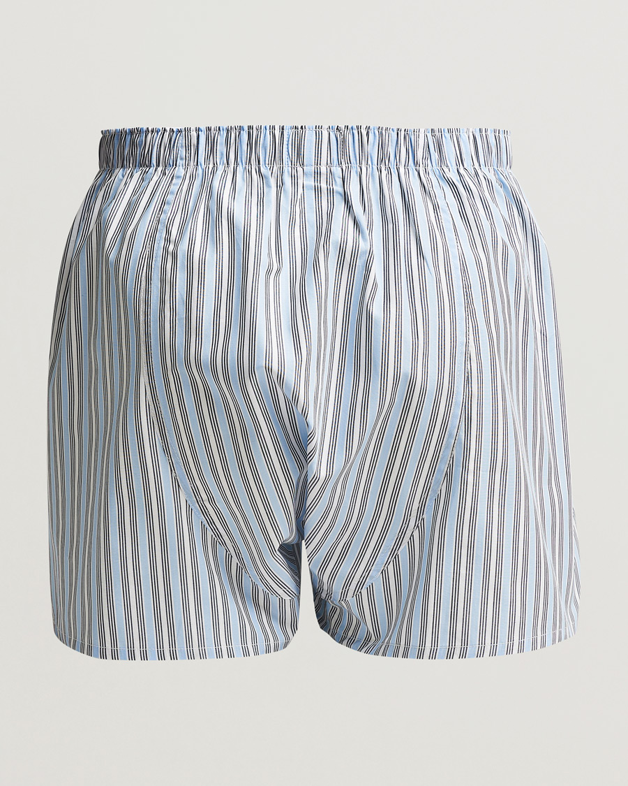 Mies | Alusvaatteet | Sunspel | Woven Cotton Boxers Blue Mix Stripe