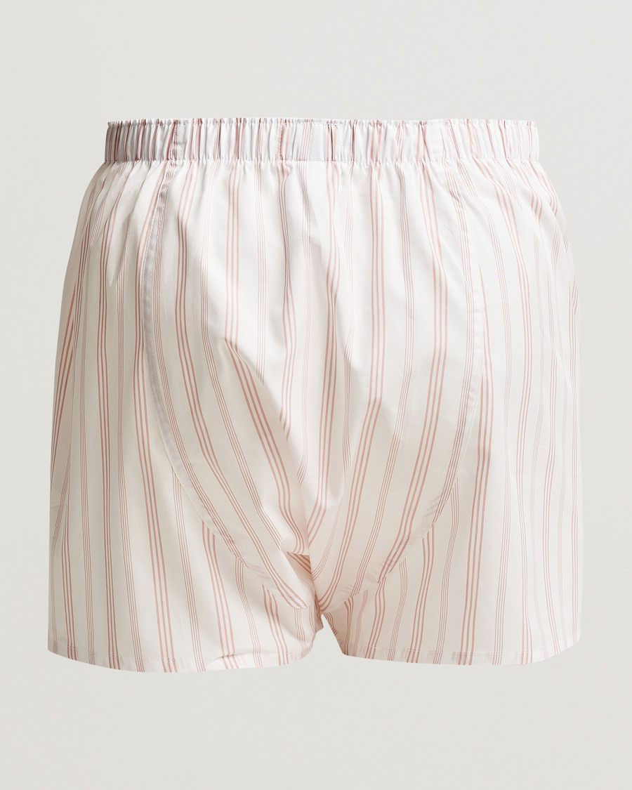 Mies | Alushousut | Sunspel | Woven Cotton Boxers Pale Pink Stripe