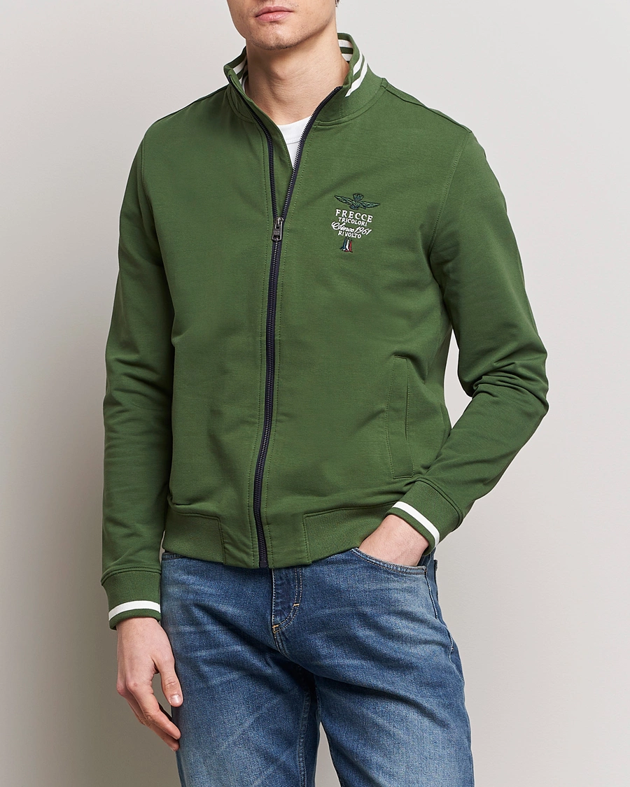 Mies | Alennusmyynti vaatteet | Aeronautica Militare | Full Zip Sweater Seaweed Green