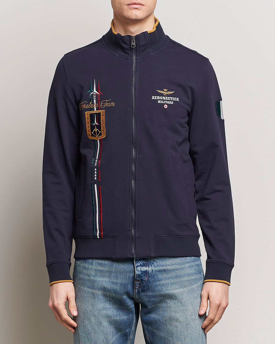 Mies | Puserot | Aeronautica Militare | Full Zip Tricolori Sweater Navy
