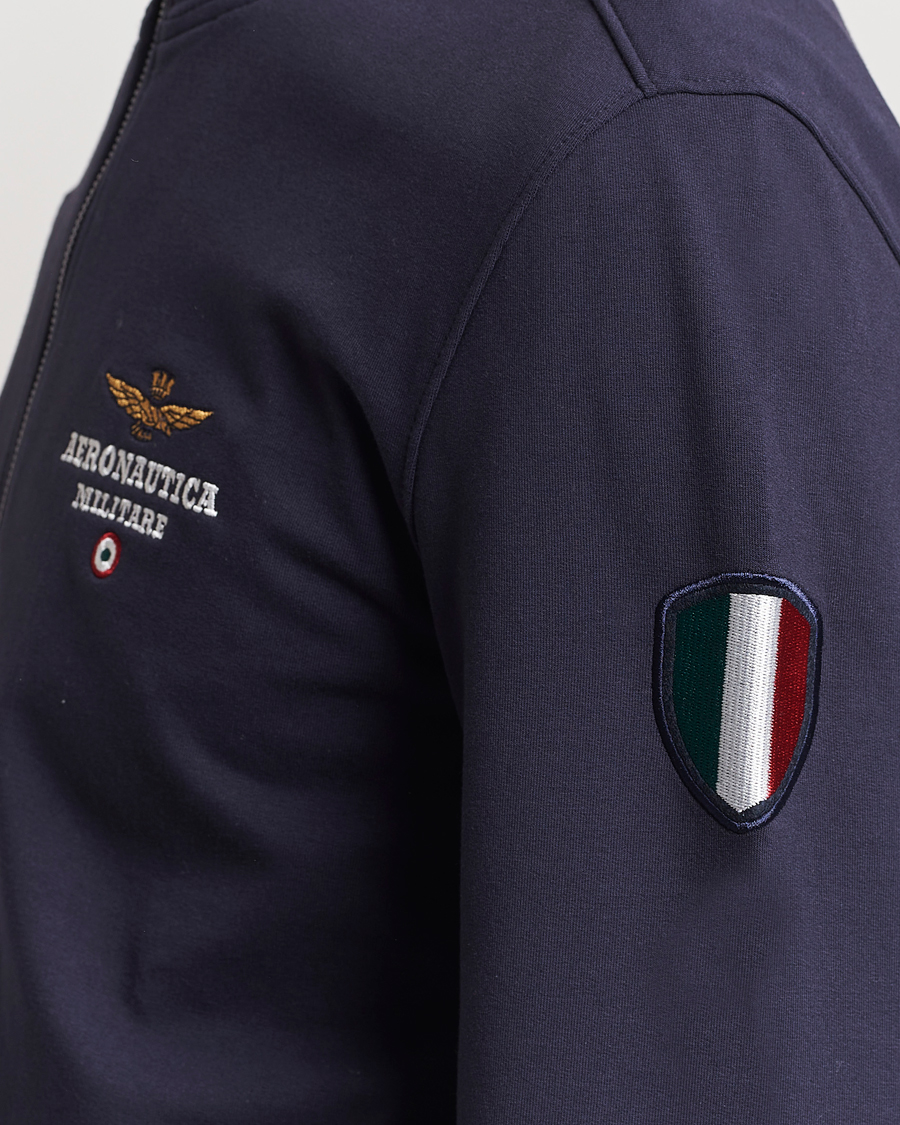 Mies | Puserot | Aeronautica Militare | Full Zip Tricolori Sweater Navy