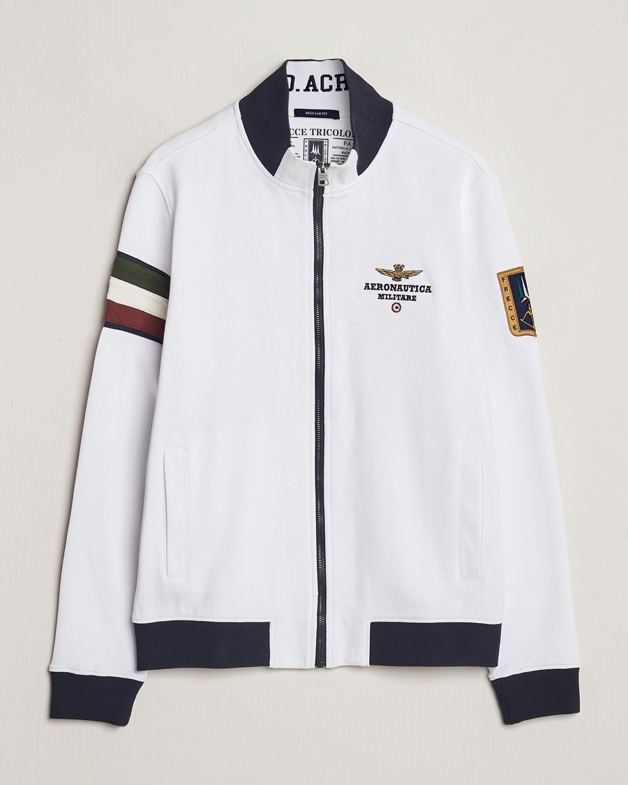 Mies | Puserot | Aeronautica Militare | Full Zip Tricolori Sweater Off White