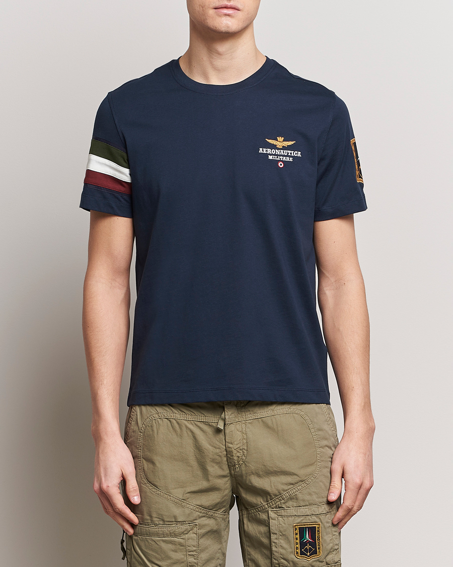 Mies | Alennusmyynti | Aeronautica Militare | Tricolori Crew Neck T-Shirt Navy