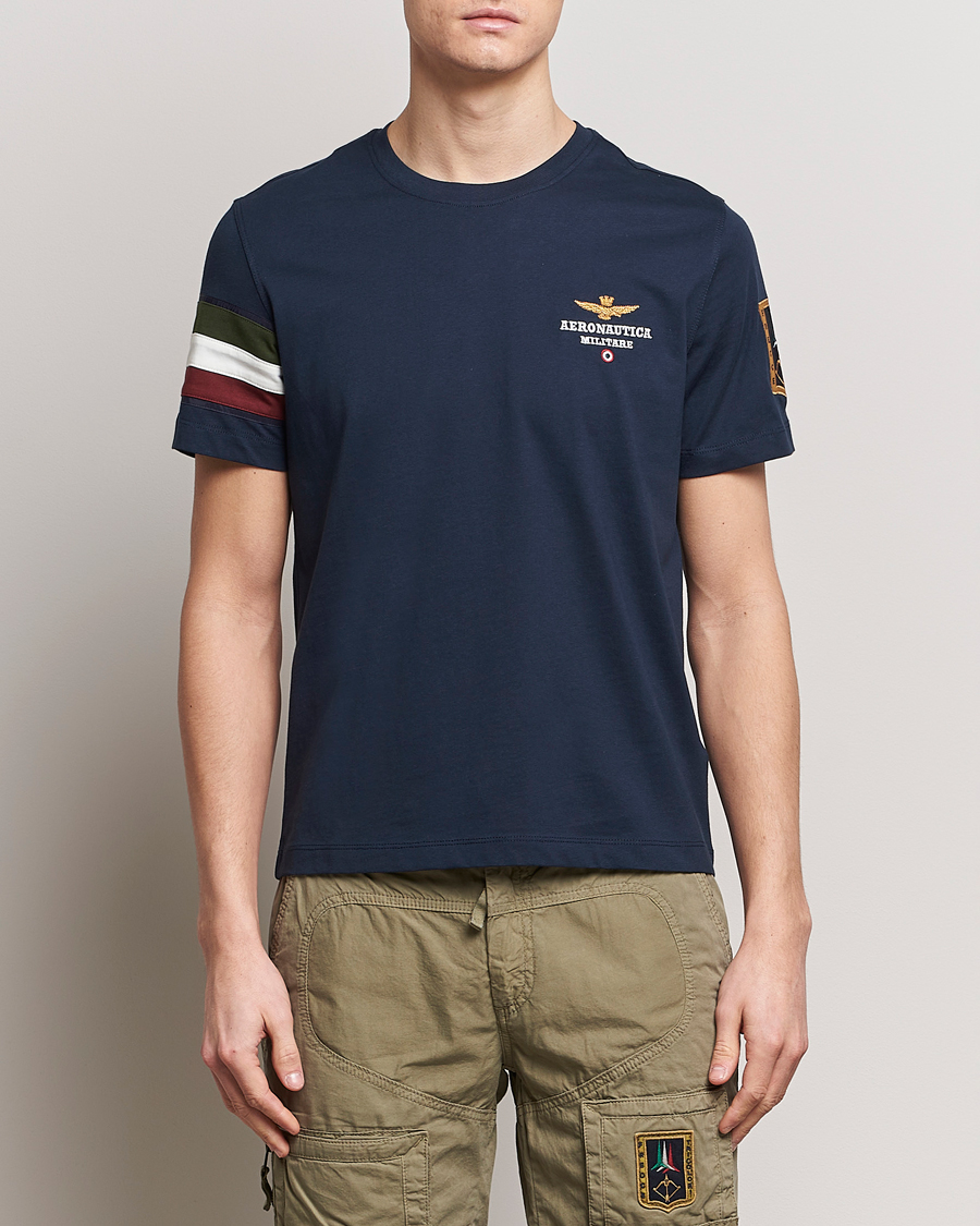 Mies | T-paidat | Aeronautica Militare | Tricolori Crew Neck T-Shirt Navy