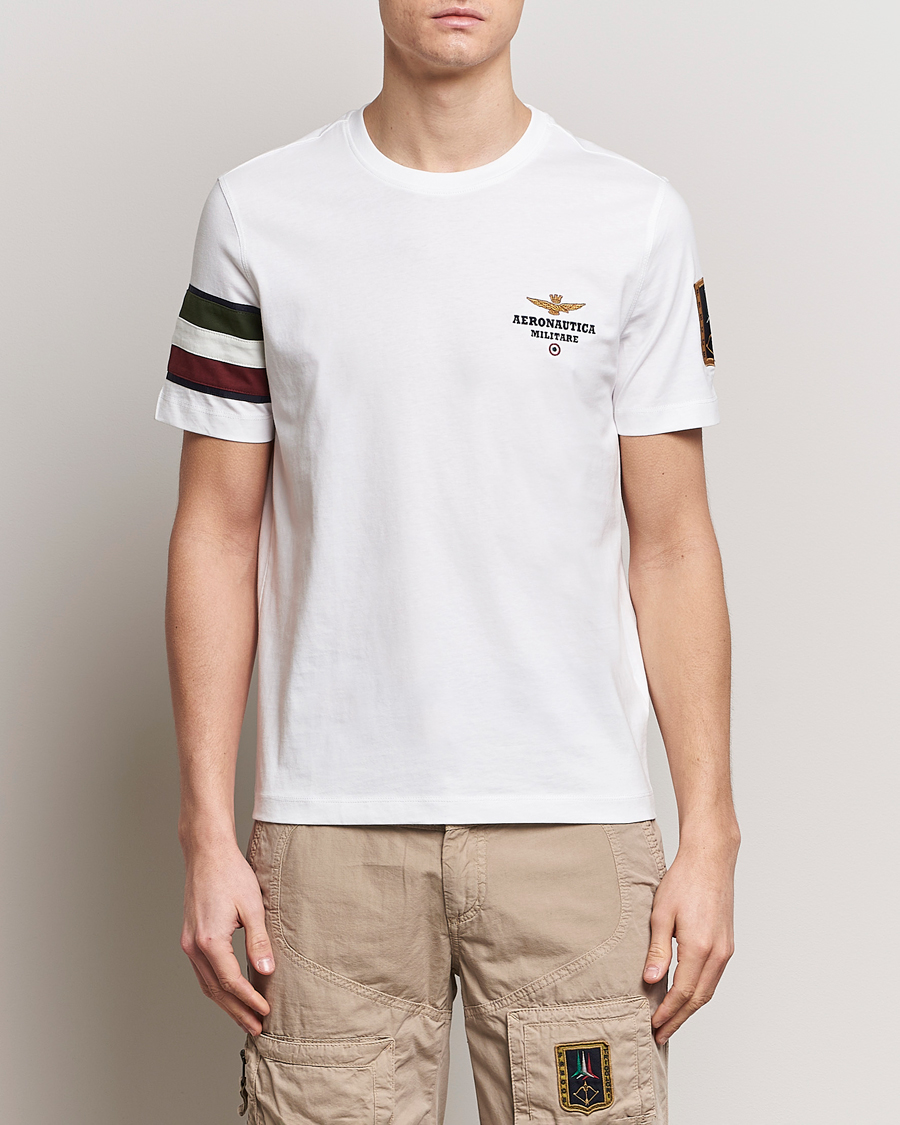 Mies | Alennusmyynti | Aeronautica Militare | Tricolori Crew Neck T-Shirt Off White