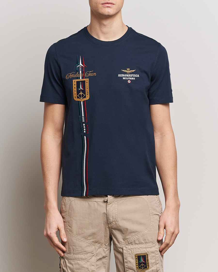 Mies |  | Aeronautica Militare | Tricolori Crew Neck T-Shirt Navy