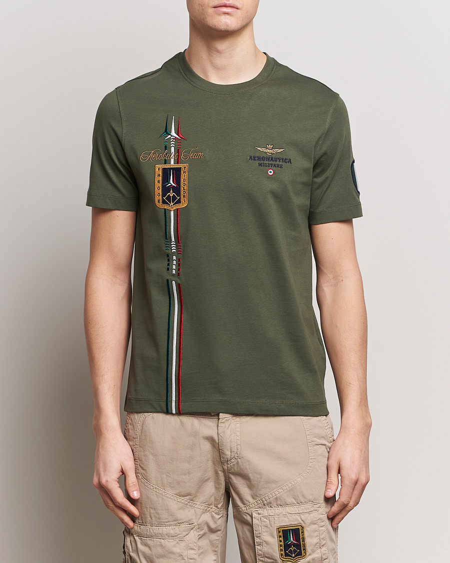 Mies | Lyhythihaiset t-paidat | Aeronautica Militare | Tricolori Crew Neck T-Shirt Verde Green