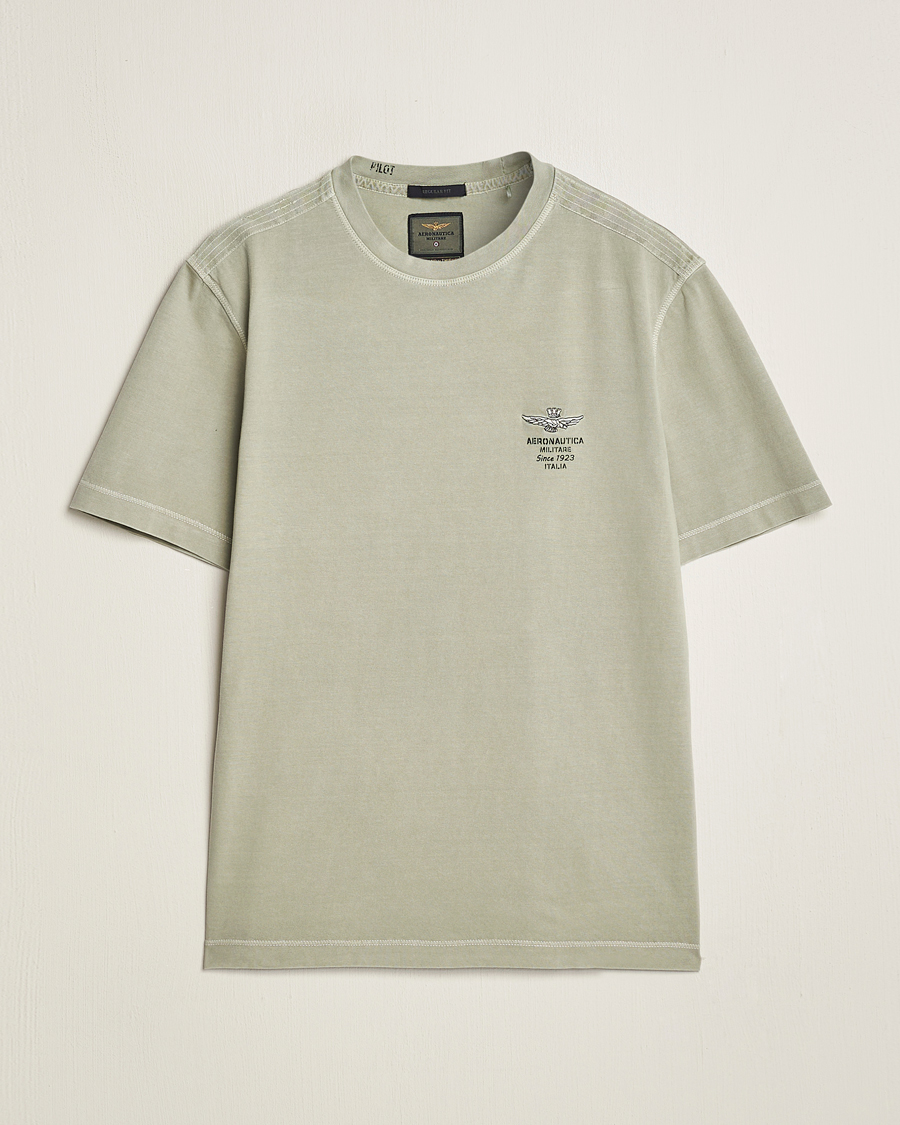 Mies | T-paidat | Aeronautica Militare | Washed Crew Neck T-Shirt Sage Green