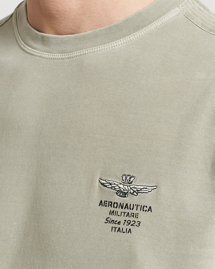 Mies | T-paidat | Aeronautica Militare | Washed Crew Neck T-Shirt Sage Green