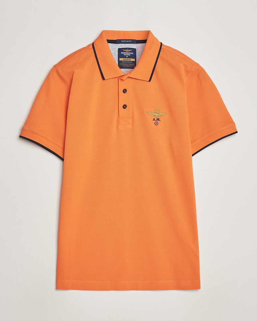 Mies | Pikeet | Aeronautica Militare | Garment Dyed Cotton Polo Carrot Orange