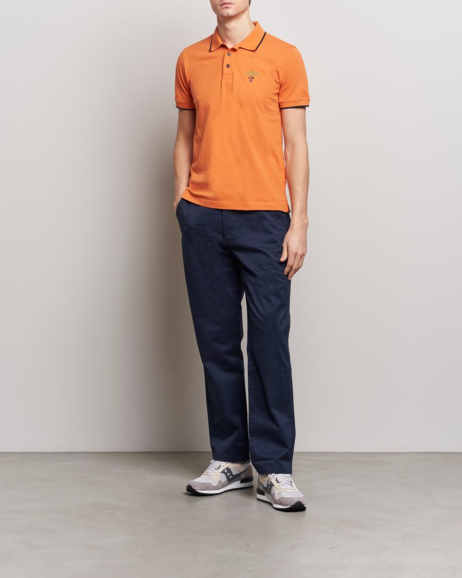 Mies | Pikeet | Aeronautica Militare | Garment Dyed Cotton Polo Carrot Orange
