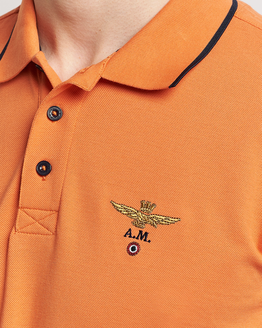 Mies | Pikeet | Aeronautica Militare | Garment Dyed Cotton Polo Carrot Orange