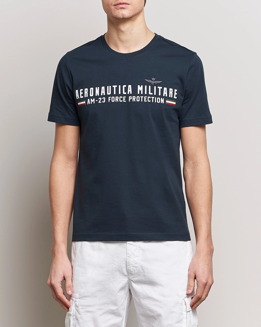 Mies |  | Aeronautica Militare | Logo Crew Neck T-Shirt Navy
