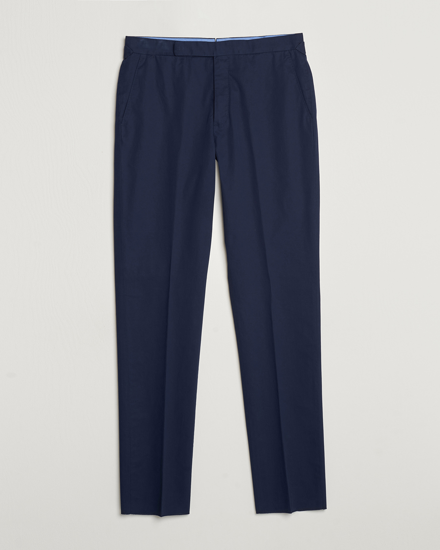 Mies | Housut | Ralph Lauren Purple Label | Cotton Poplin Trousers Spring Navy