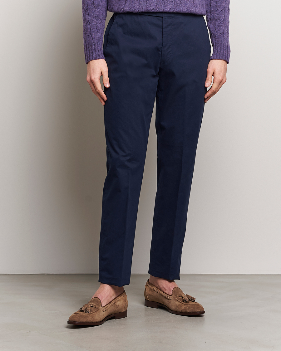 Mies | Vaatteet | Ralph Lauren Purple Label | Cotton Poplin Trousers Spring Navy