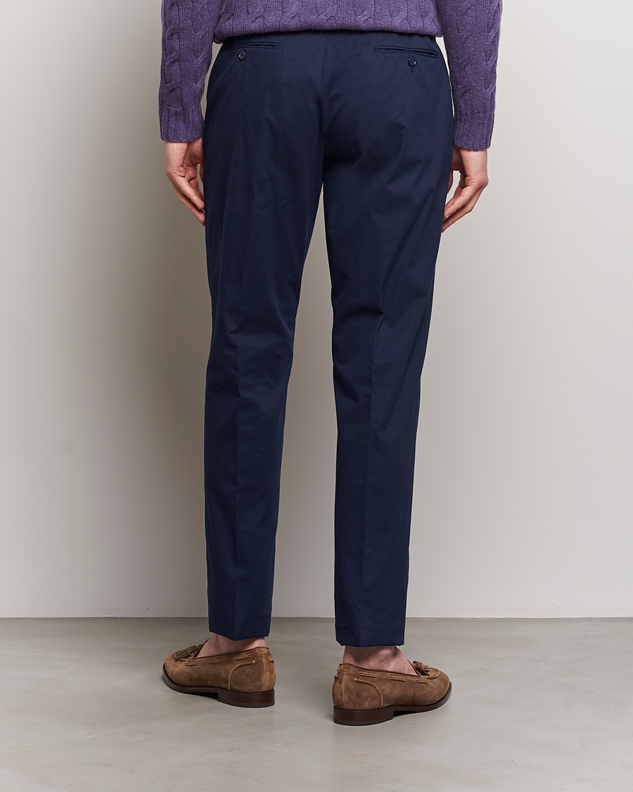 Mies | Housut | Ralph Lauren Purple Label | Cotton Poplin Trousers Spring Navy