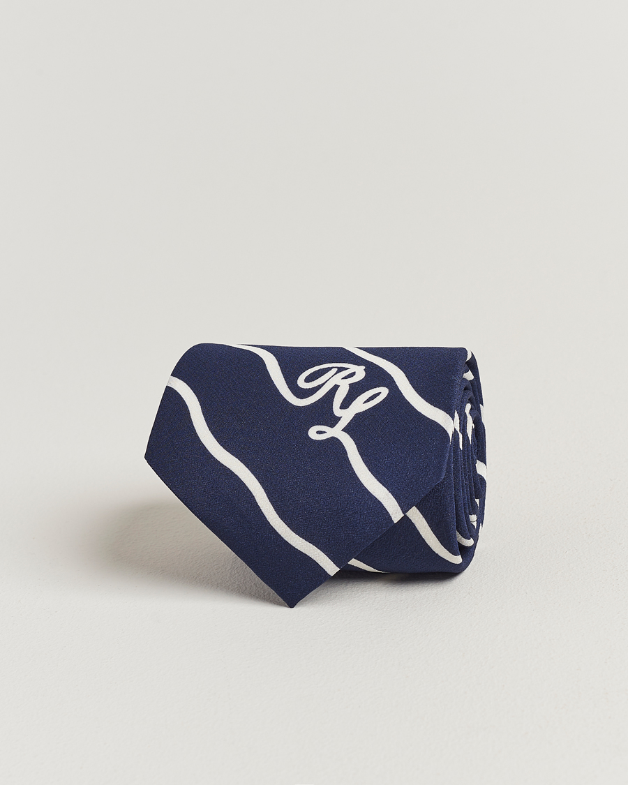 Mies | Ralph Lauren Purple Label Striped Silk Tie Navy/White | Ralph Lauren Purple Label | Striped Silk Tie Navy/White
