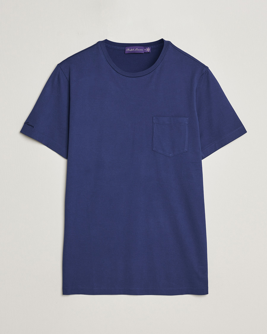 Mies | T-paidat | Ralph Lauren Purple Label | Garment Dyed Cotton T-Shirt Spring Navy