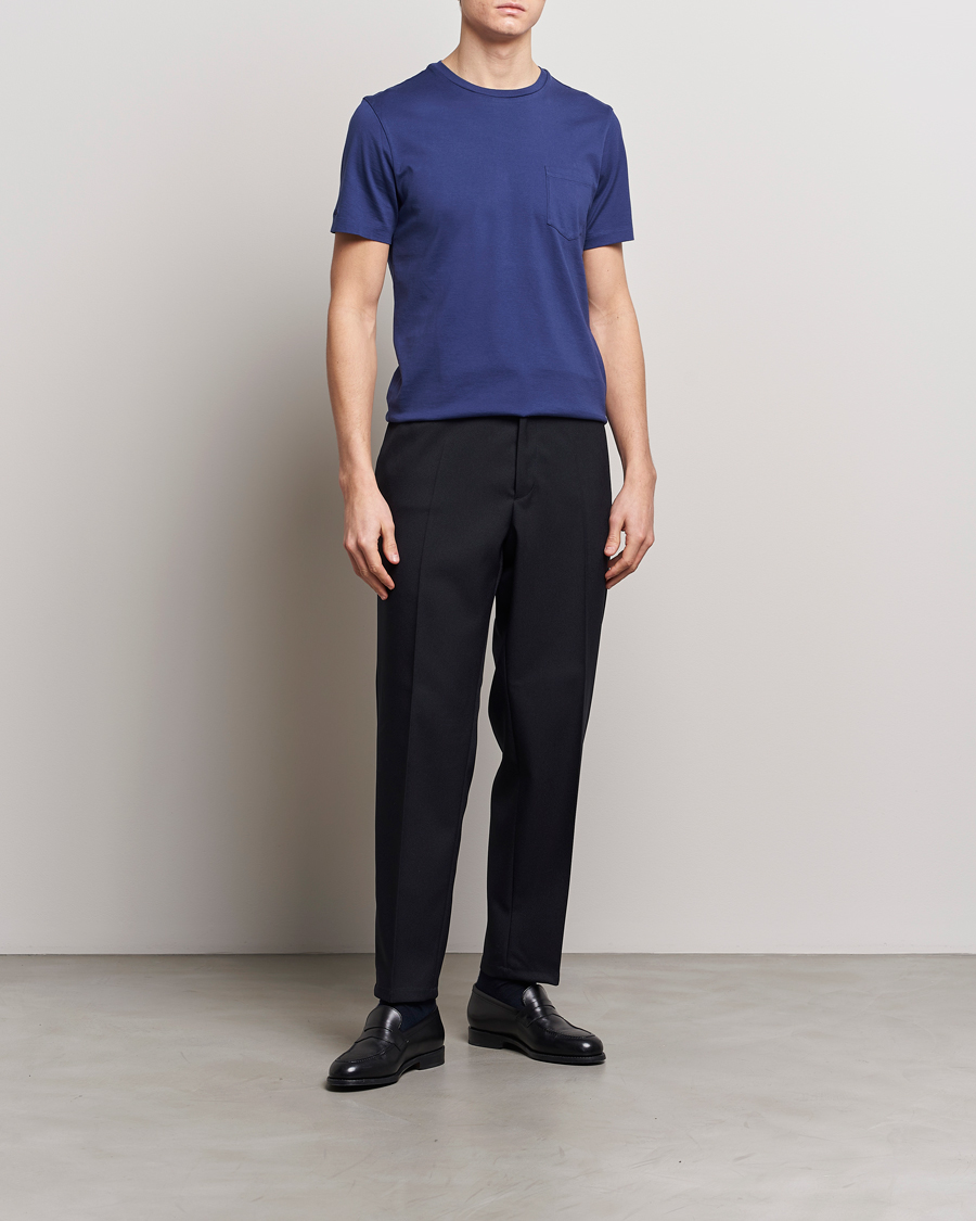 Mies | T-paidat | Ralph Lauren Purple Label | Garment Dyed Cotton T-Shirt Spring Navy