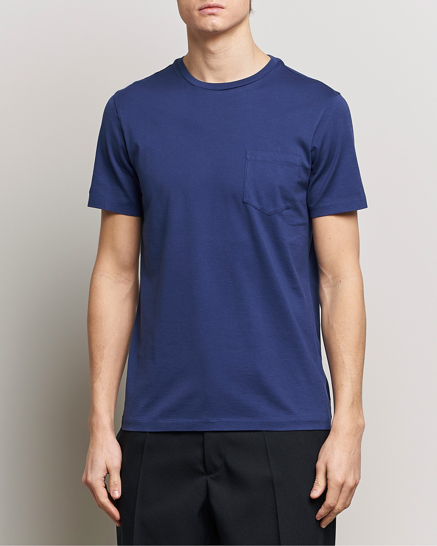 Mies | Vaatteet | Ralph Lauren Purple Label | Garment Dyed Cotton T-Shirt Spring Navy