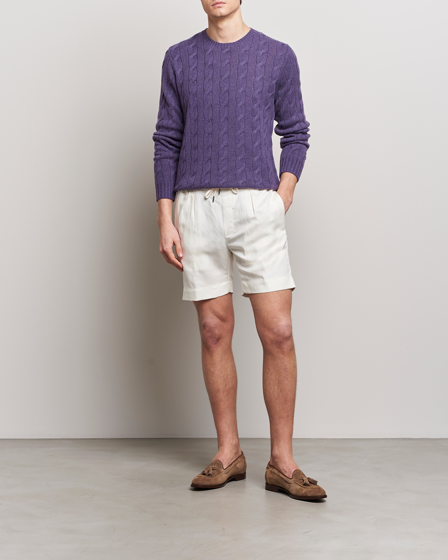 Mies | Shortsit | Ralph Lauren Purple Label | Linen/Silk Drawstring Shorts White