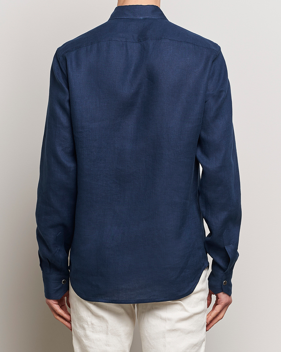 Mies | Kauluspaidat | Kiton | Pure Linen Overshirt Dark Blue