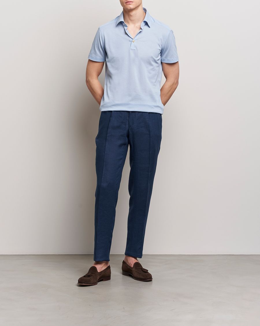 Mies | Housut | Kiton | Pure Linen Drawstring Trousers Dark Blue