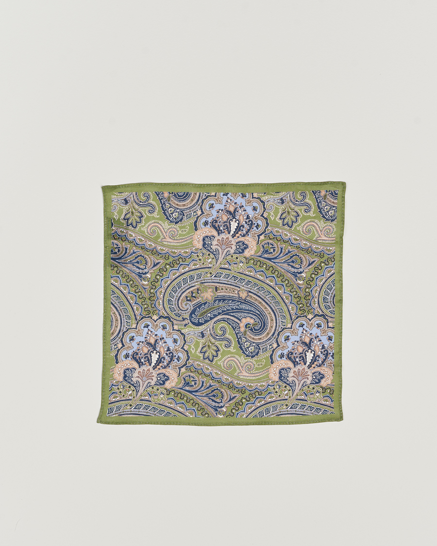 Mies | Amanda Christensen Box Set Printed Linen 8cm Tie With Pocket Square Green | Amanda Christensen | Box Set Printed Linen 8cm Tie With Pocket Square Green