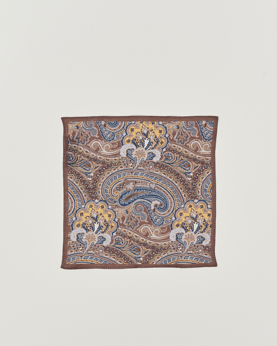 Mies | Amanda Christensen Box Set Printed Linen 8cm Tie With Pocket Square Brown | Amanda Christensen | Box Set Printed Linen 8cm Tie With Pocket Square Brown