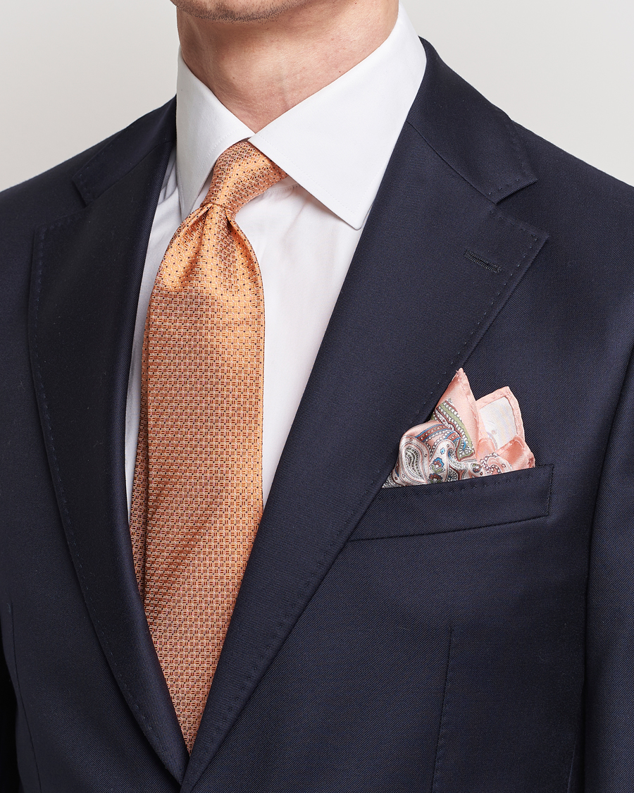 Mies | Business & Beyond | Amanda Christensen | Box Set Silk Twill 8cm Tie With Pocket Square Orange
