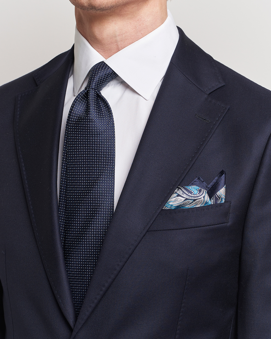 Mies | Business & Beyond | Amanda Christensen | Box Set Silk Twill 8cm Tie With Pocket Square Navy