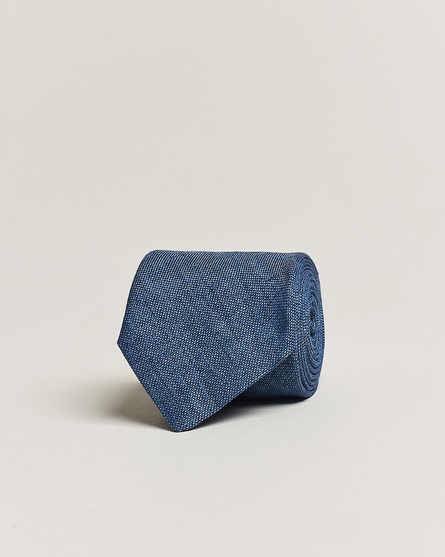 Mies |  | Amanda Christensen | Hopsack Linen 8cm Tie Denim Blue