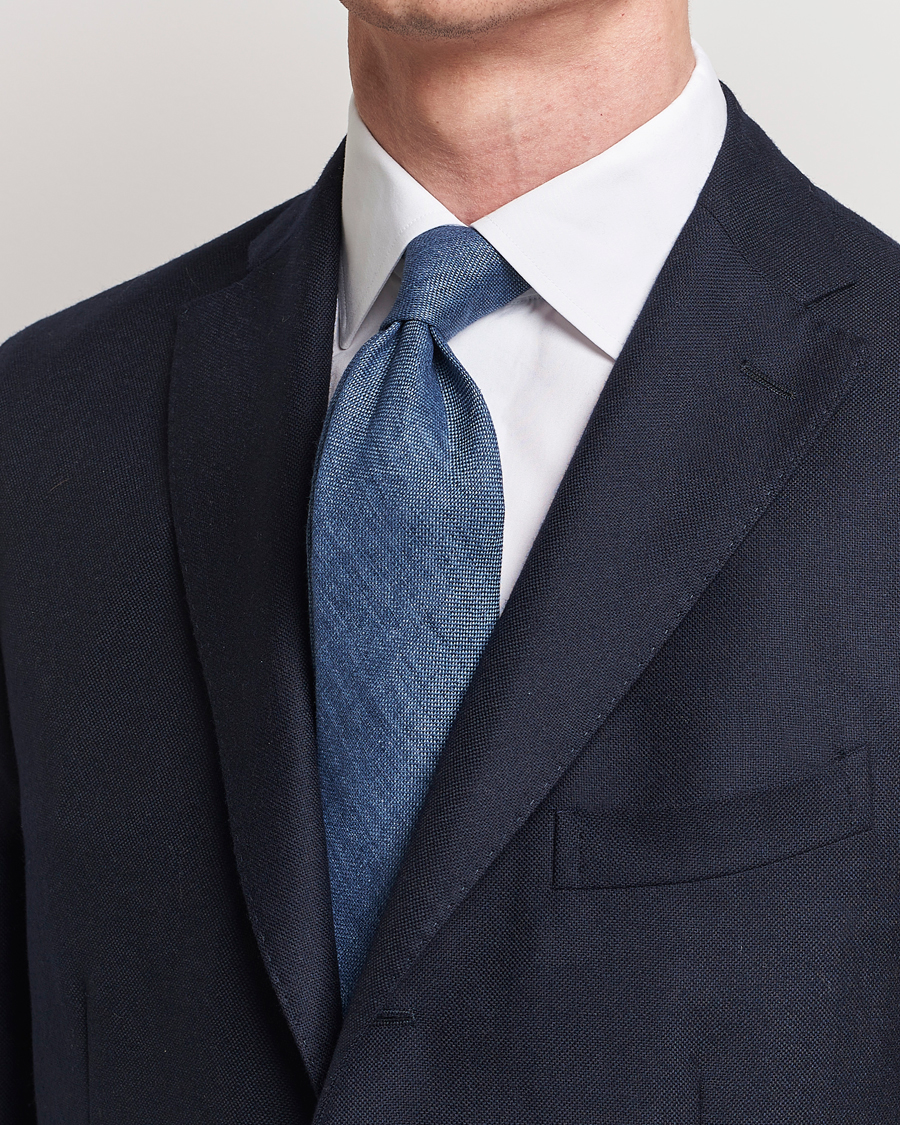 Mies | Solmiot | Amanda Christensen | Amanda ChristensenHopsack Linen 8cm TieBlue