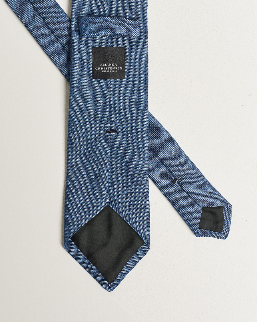 Mies | Amanda Christensen Hopsack Linen 8cm Tie Denim Blue | Amanda Christensen | Amanda ChristensenHopsack Linen 8cm TieBlue