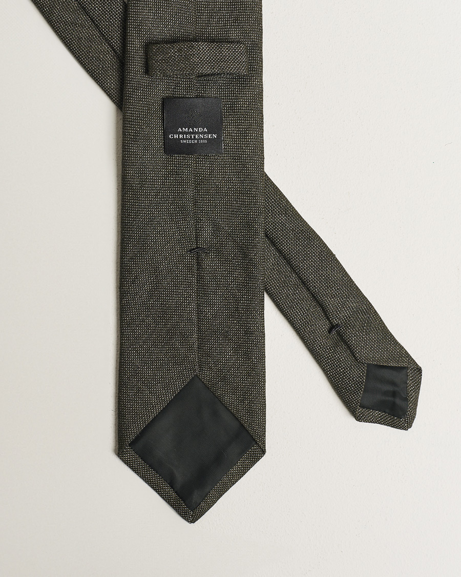 Mies | Solmiot | Amanda Christensen | Amanda ChristensenHopsack Linen 8cm TieDark Olive
