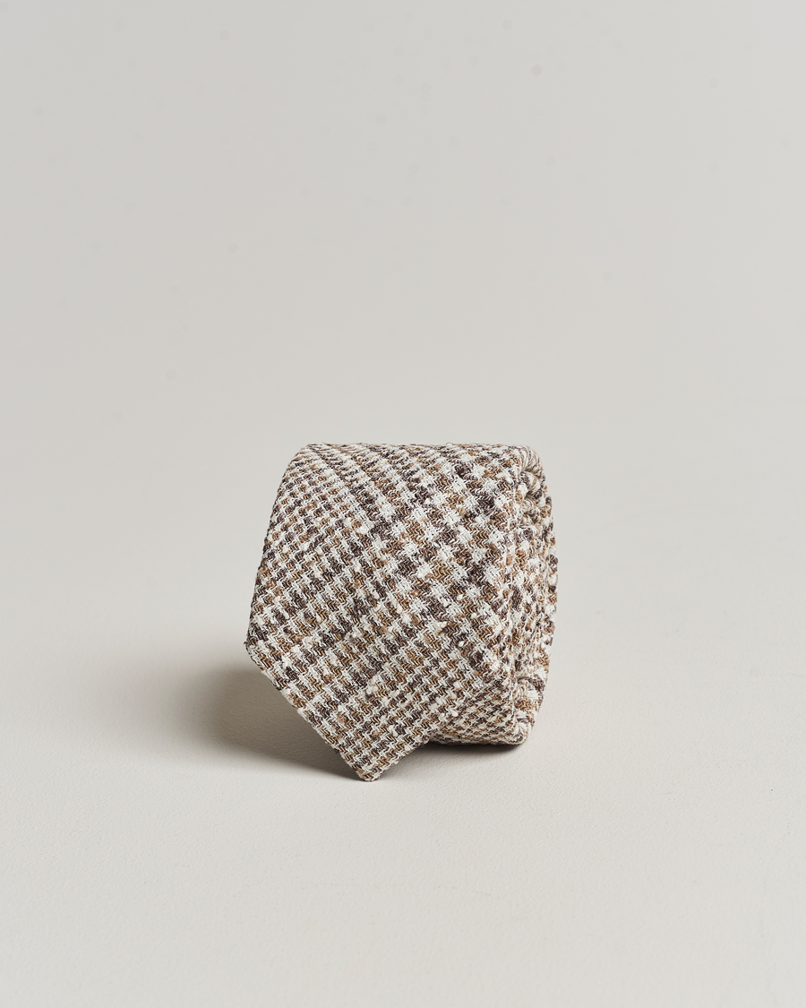 Mies | Amanda Christensen Linen Structured 8cm Tie White/Beige/Brown | Amanda Christensen | Linen Structured 8cm Tie White/Beige/Brown