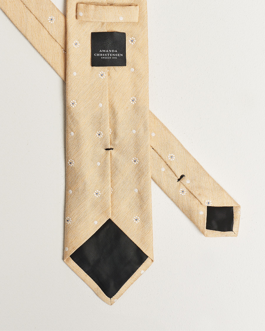 Mies |  | Amanda Christensen | Cotton/Silk/Linen Printed Flower 8cm Tie Yellow