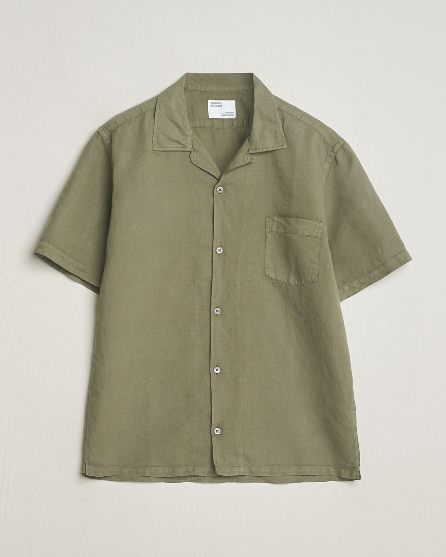 Mies | Kauluspaidat | Colorful Standard | Cotton/Linen Short Sleeve Shirt Dusty Olive