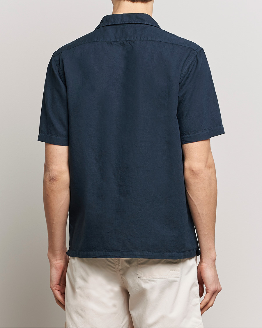 Mies | Kauluspaidat | Colorful Standard | Cotton/Linen Short Sleeve Shirt Navy Blue