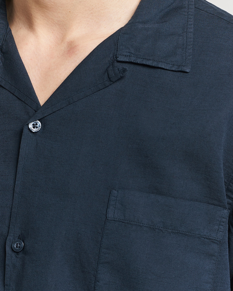Mies | Kauluspaidat | Colorful Standard | Cotton/Linen Short Sleeve Shirt Navy Blue