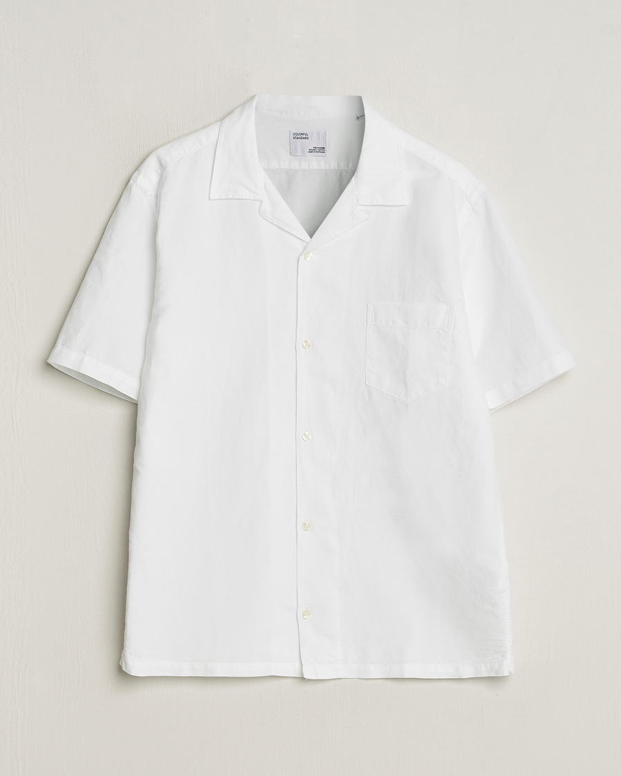 Mies | Kauluspaidat | Colorful Standard | Cotton/Linen Short Sleeve Shirt Optical White