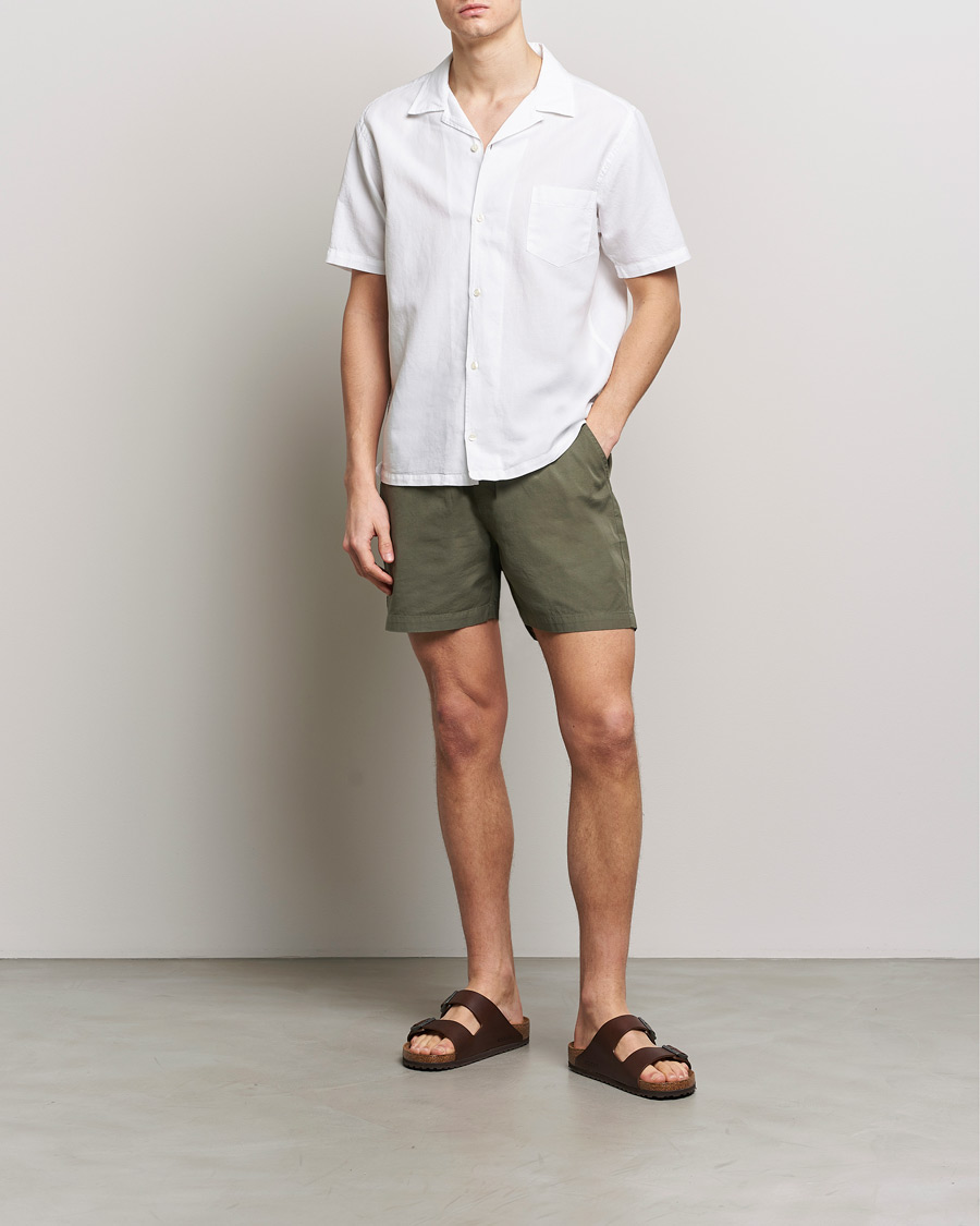Mies | Kauluspaidat | Colorful Standard | Cotton/Linen Short Sleeve Shirt Optical White